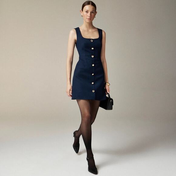 J.Crew Sofia sleeveless dress in structured wool Navy Size 12 NWT - Picture 1 of 8